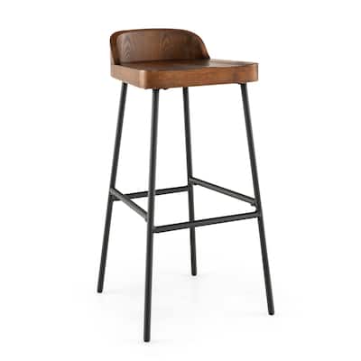 Industrial Bar Stools with Low Back and Footrests - 16.5" x 14" x 32.5" (L x W x H)