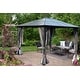 preview thumbnail 1 of 5, Kozyard 10ftx12ft' Polycarbonate Top Aluminum Permanent Gazebo with a Mosquito Net and Privacy Curtain Grey