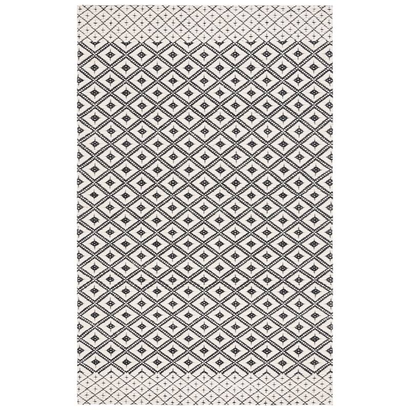 SAFAVIEH Handmade Marbella Gillette Boho Geometric Wool & Viscose - 6' x 9' - Black/Ivory - Rectangle