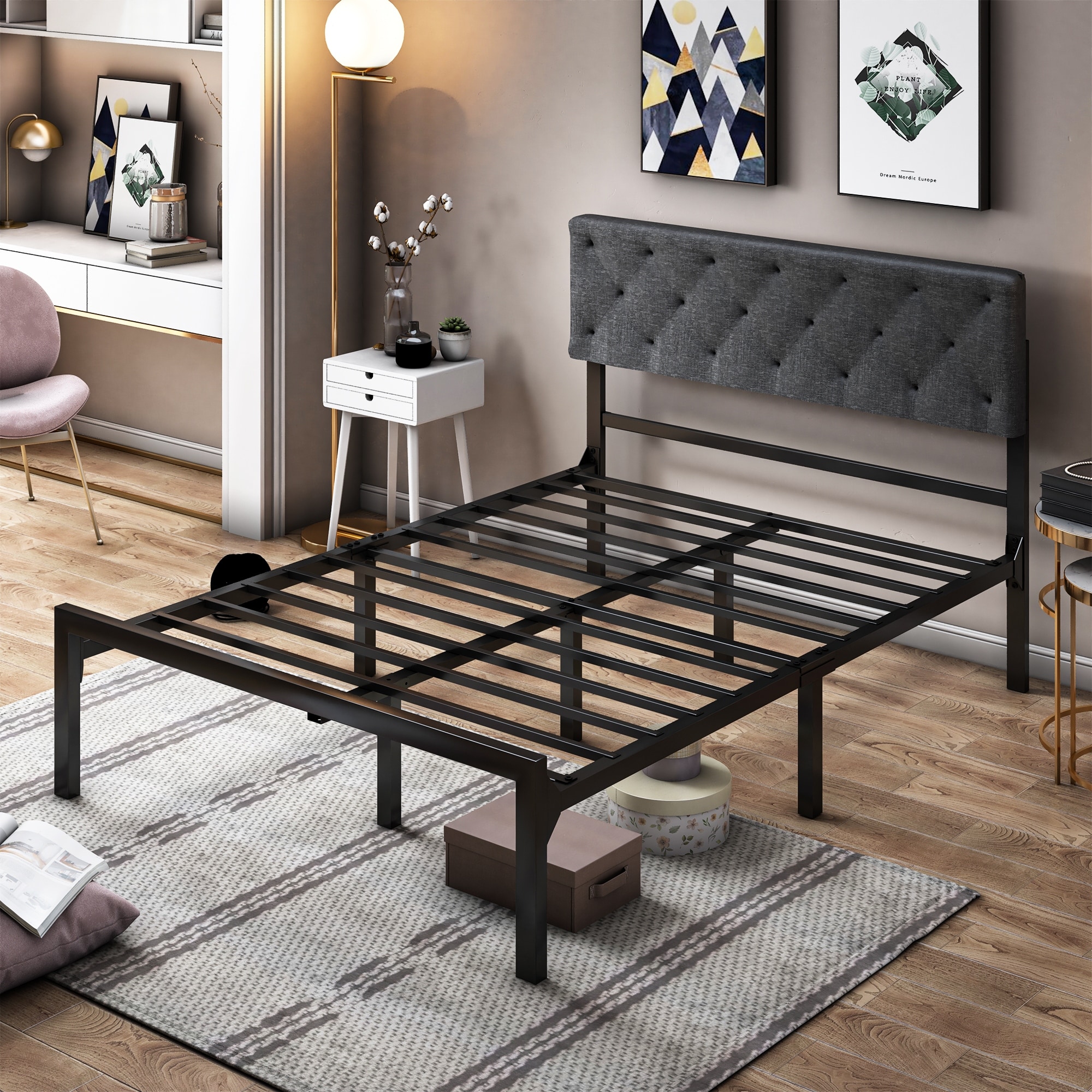 Diamond metal deals bed frame