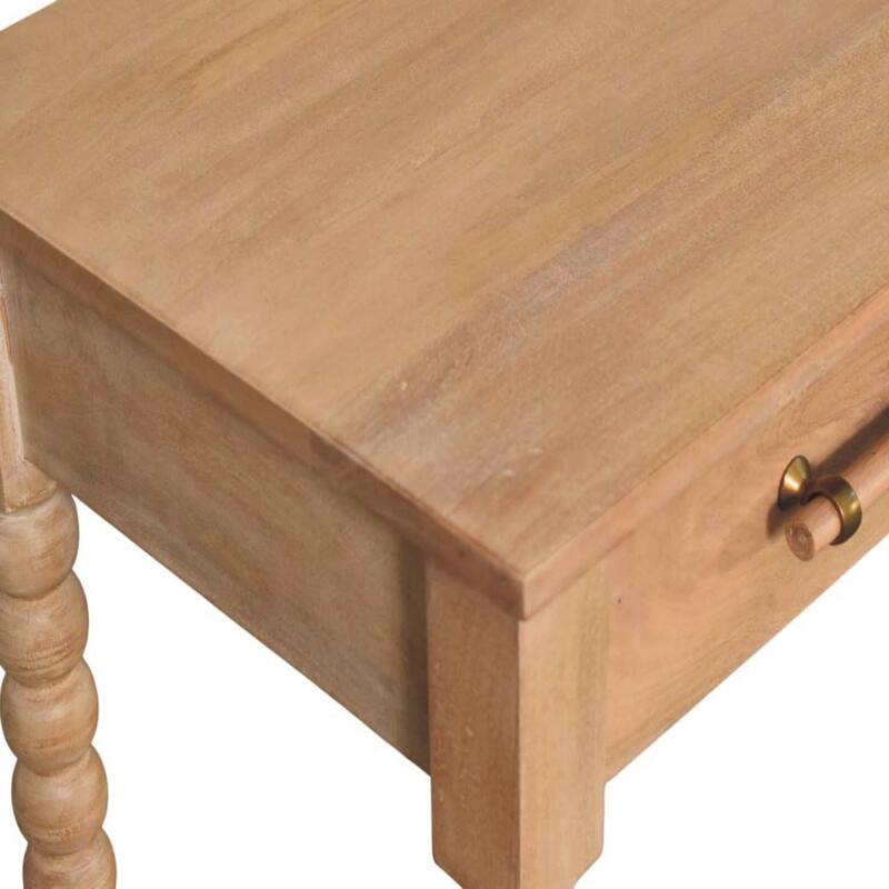 Artisan Furniture Solid Wood Savoy Bobbin Console with Jute Shelves, Beige,2-Drawers,1-Shelf - N/A