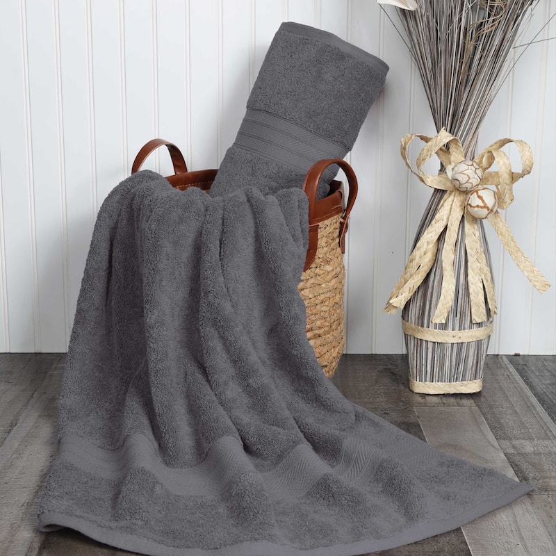 Superior Long Staple Combed Cotton Solid Bath Sheet - (Set of 2) - Grey