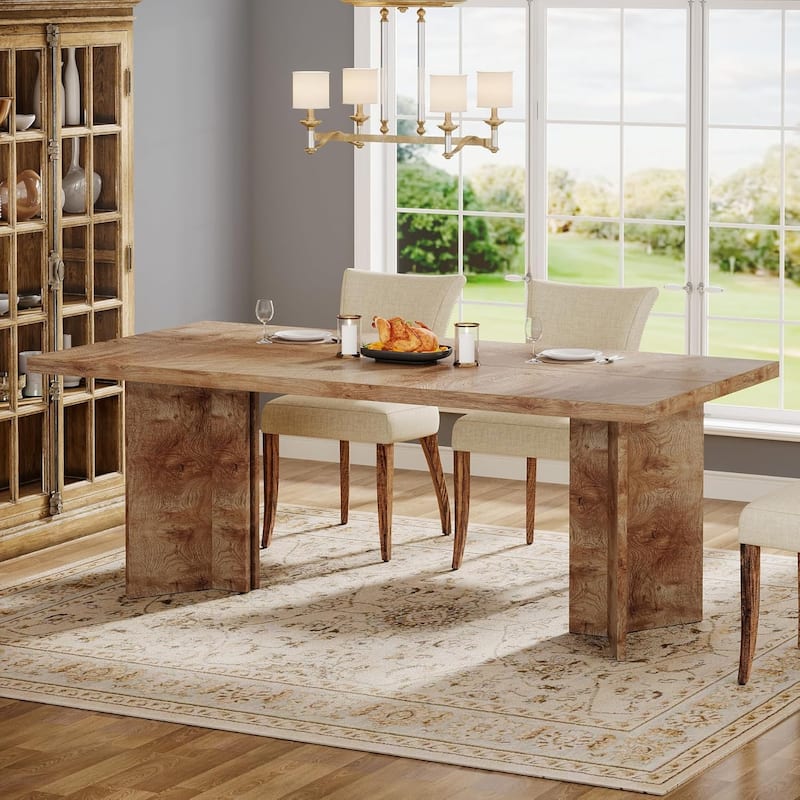 63-inch Rectangle Wooden Dining Table with Large Tabletop and Heavy Duty Legs for 4 to 6 People