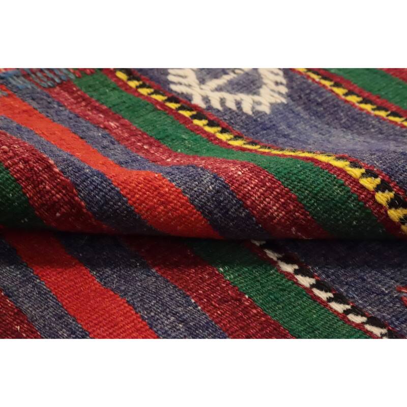 Hand Woven Oriental 100% Wool Carpet Southwestern Tribal Multi-Colored Kilim Area Rug - 8' 10'' X 5' 10''
