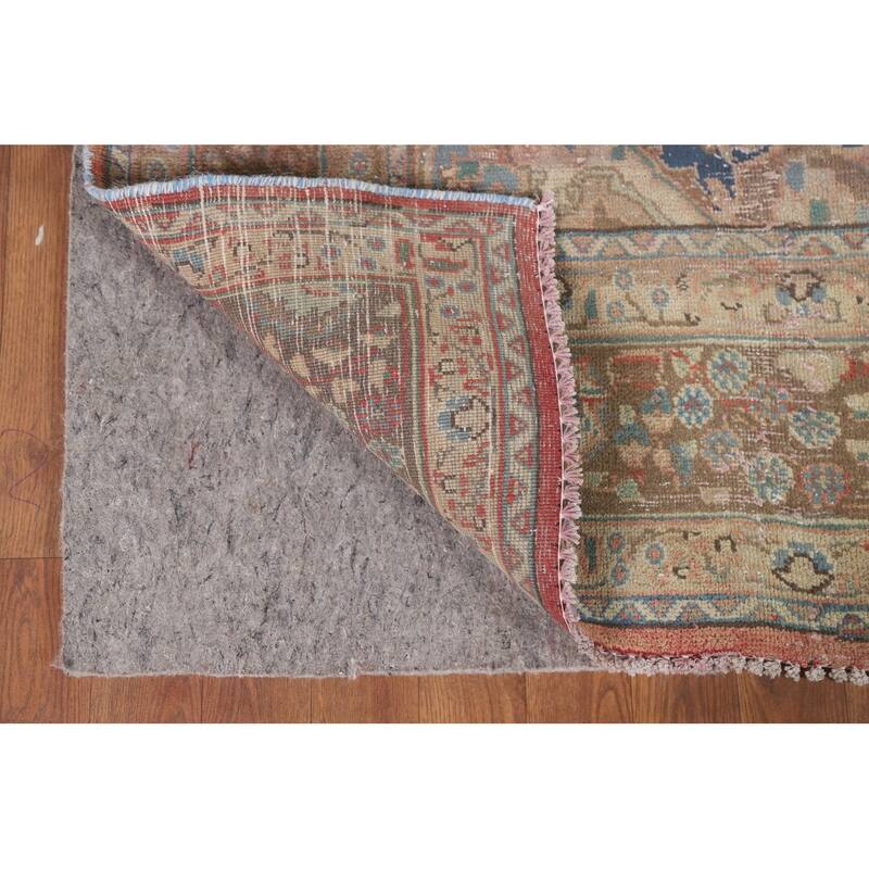 Hand Knotted Oriental 100% Wool Carpet Traditional Medallion Coral Mashad Area Rug - 9' 3'' X 6' 1''