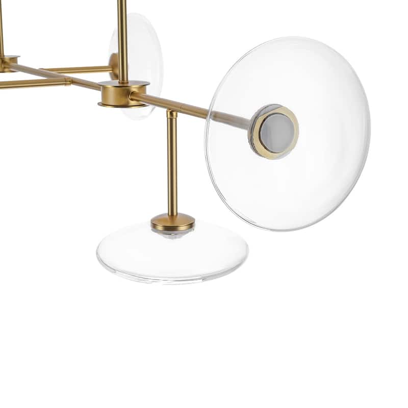 Modern 6-Light Disc Glass Dimmable LED Linear Chandelier - N/A