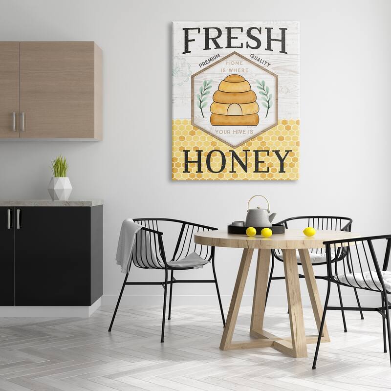 Stupell Fresh Honey Rustic Bee Hive Typography Sign Canvas Wall Art, Design by Jennifer Pugh