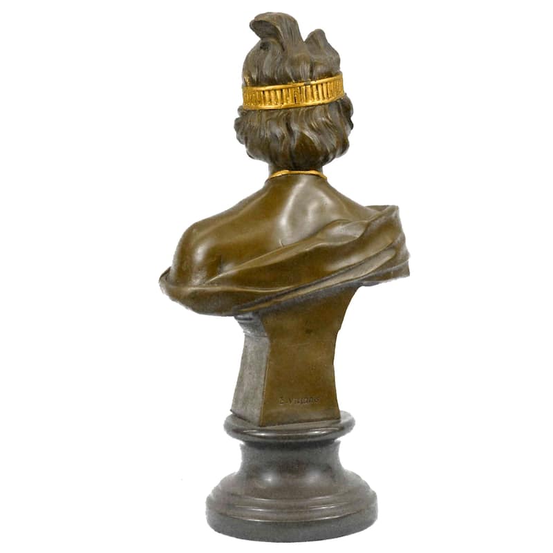 Art Nouveau Gold Patina Two Tone Beautiful Woman Bronze Sculpture Statue Figure