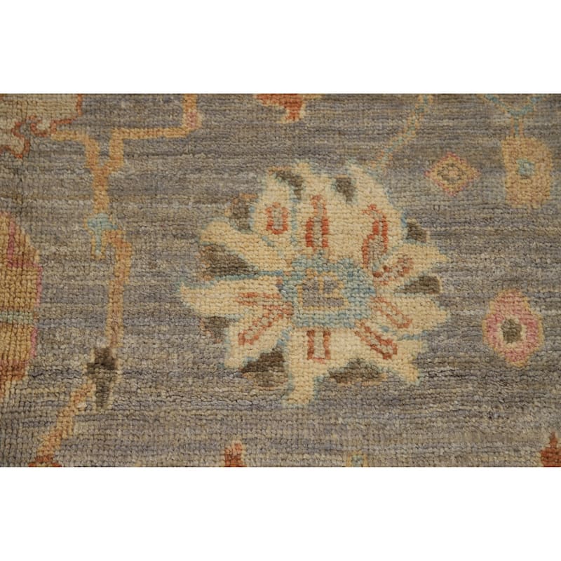 Hand Knotted Oriental 100% Wool Carpet Transitional All-Over Greys & Charcoal Oushak Area Rug - 9' 1'' X 6' 0''