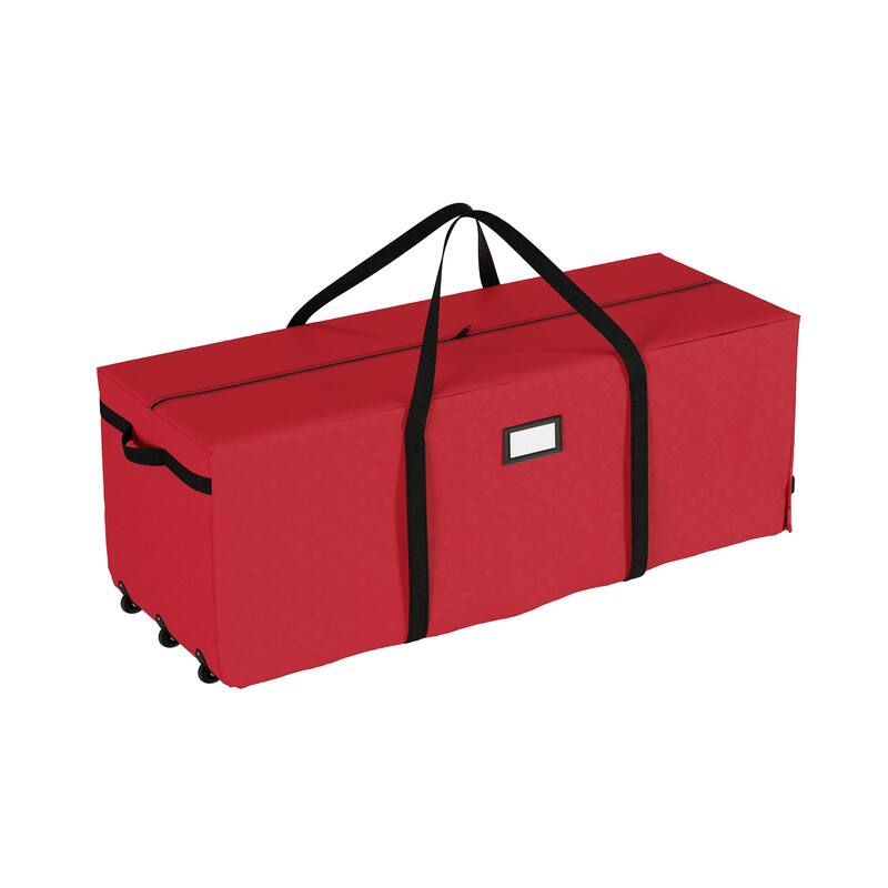 Rolling Christmas Tree Storage Bag- For 12 FT Artificial Trees-Green Canvas Duffel with Wheels by Hastings Home