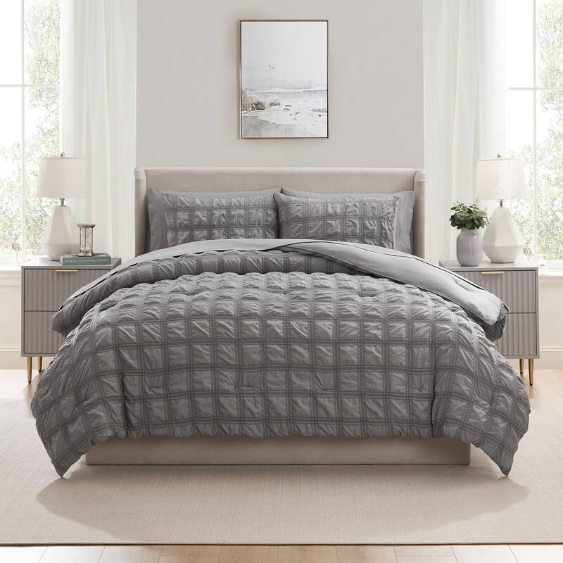 Empyrean Modern Comforter Seer Sucker - Gray - Queen