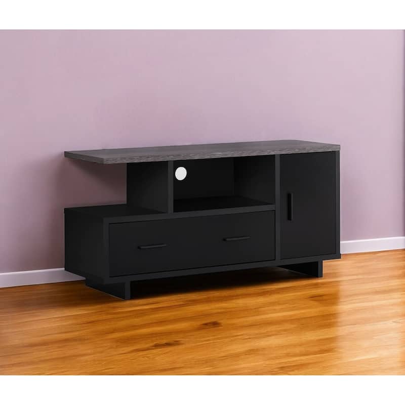HomeRoots 47" Gray and Black Open Shelving TV Stand - n/a