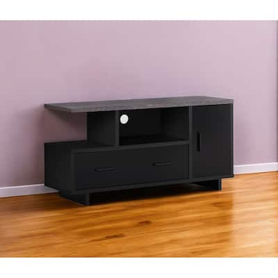 HomeRoots 47" Gray and Black Open Shelving TV Stand - n/a