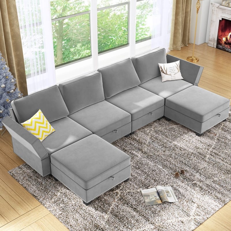 Mixoy 6-Seater Transferable Position Free Combination Sectional Sofa with Storage