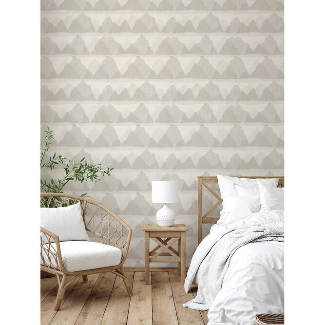NuWallpaper Taupe Mountain Peak Peel & Stick String Wallpaper - 216in x 20.5in x 0.025in