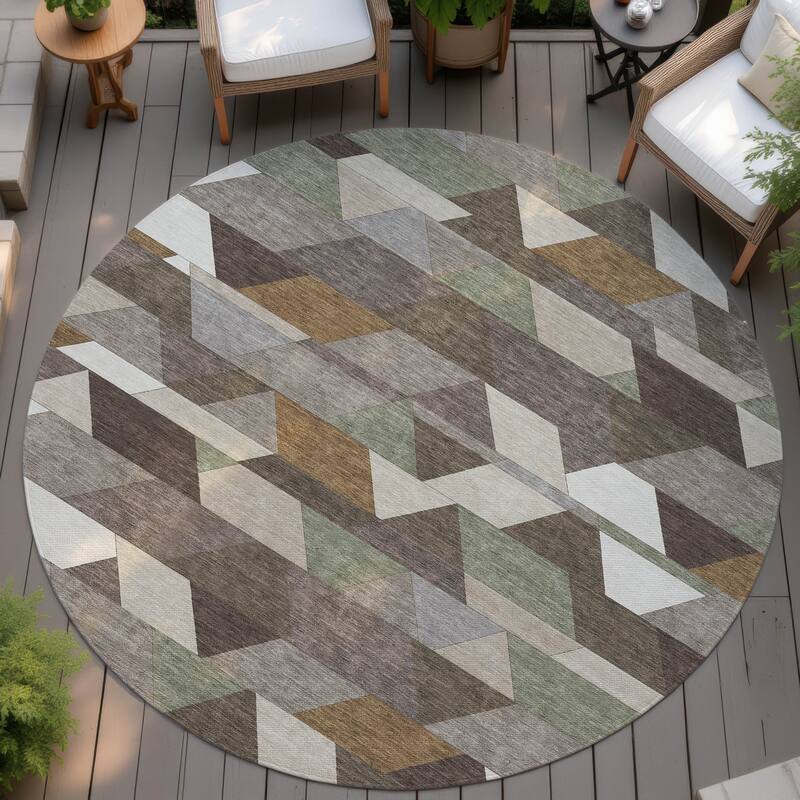 Machine Washable Indoor/ Outdoor Modern DeVaughn Chantille Rug - Chocolate - 8' x 8'
