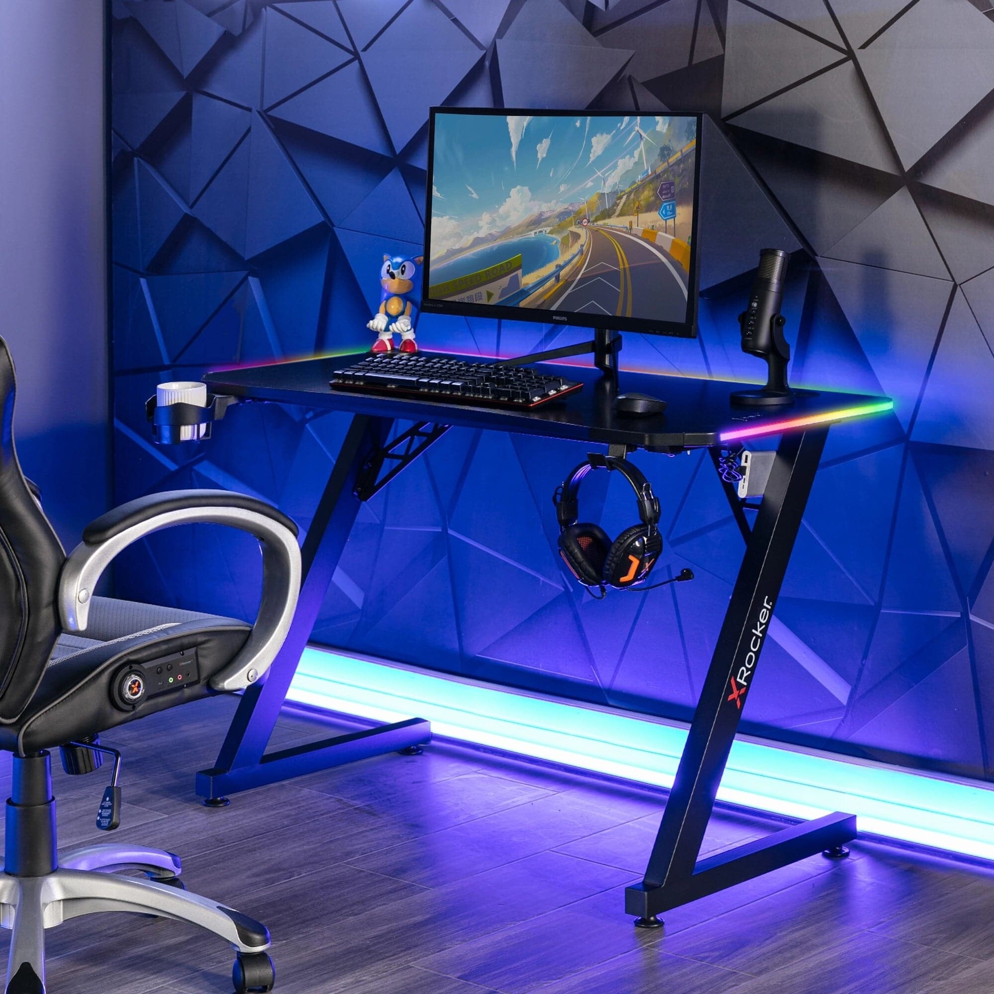 名作 Gaming Lighting RGB Black Cobra Rocker X Desk, x 21.7 x 43.3 トイガン