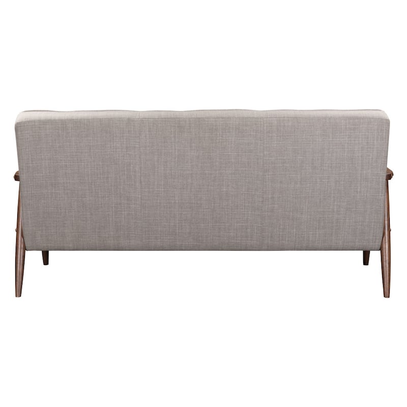 HomeRoots 69" Beige Polyester Sofa With Brown Legs