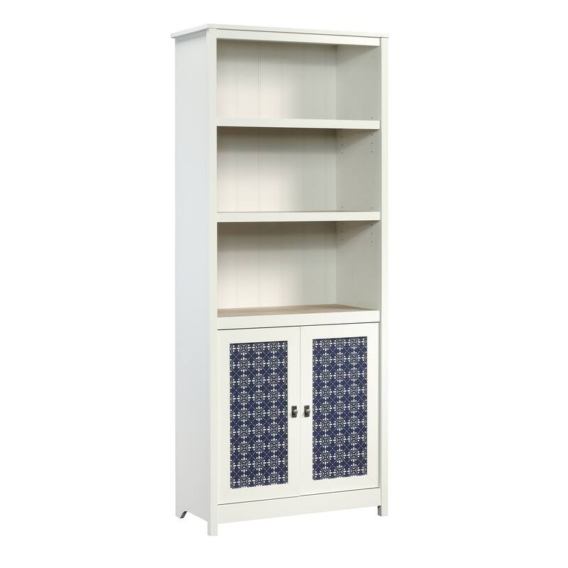 Engineered Wood Coastal Elegant library bookcase, White - 29.29"W x 13.98"D x 71.5"H
