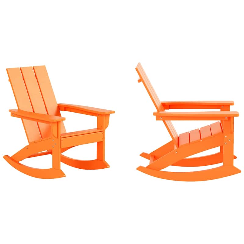 Shoreside Modern Eco-Friendly All Weather Poly Adirondack Rocking Chairs (Set of 2)