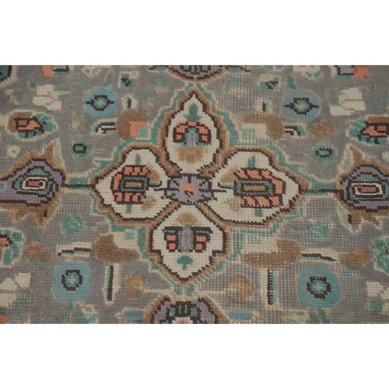 Tabriz Persian Vintage Rug Traditional Yellow Handmade Wool Carpet - 6'3" x 9'4"