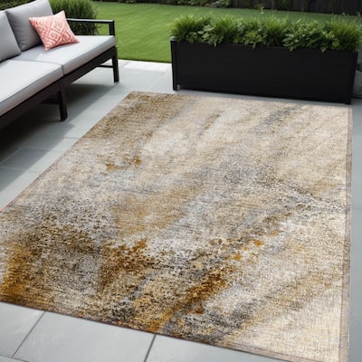Varo Artistic Abstract Weather Resistant Current & Stylish Outdoor Rug