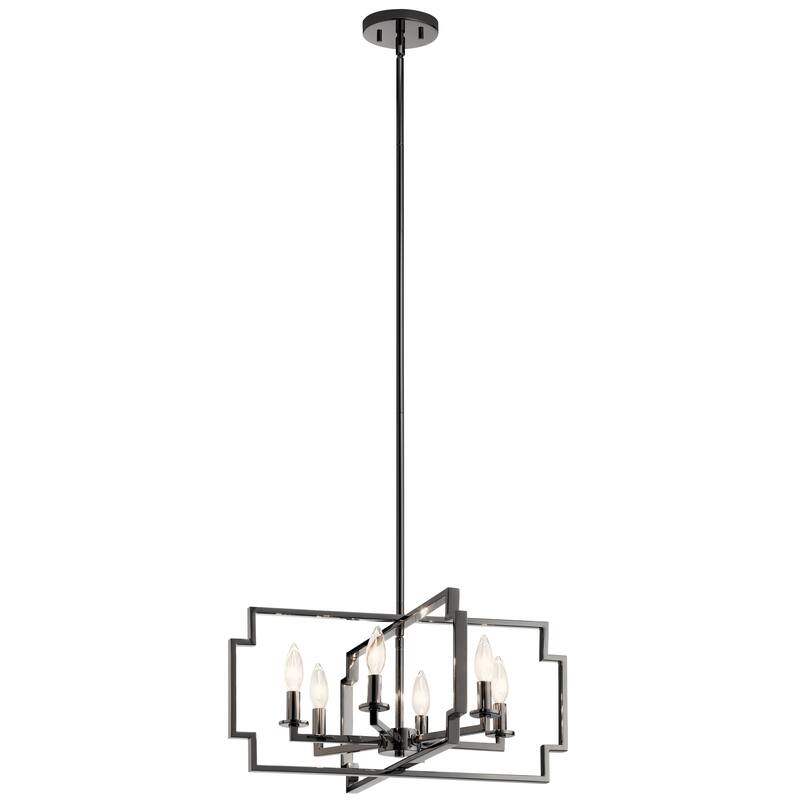 Kichler Downtown Deco 21.5 inch 6 Light Convertible Chandelier/Semi Flush in Midnight Chrome
