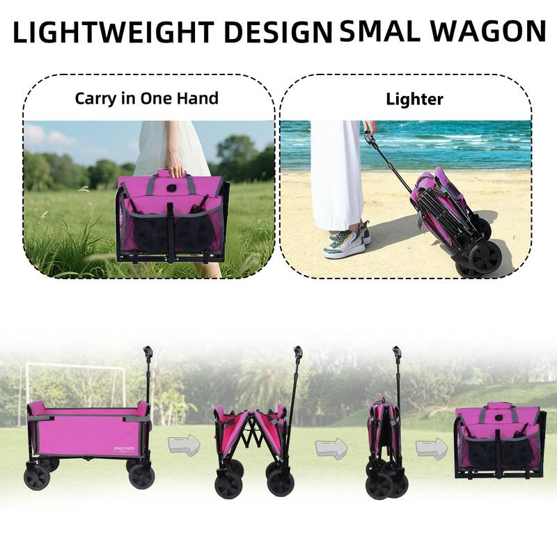 All-in-One Convertible Folding Trolley with Bench Seat & Dog Leash - Heavy Duty 4-Wheel Utility Cart