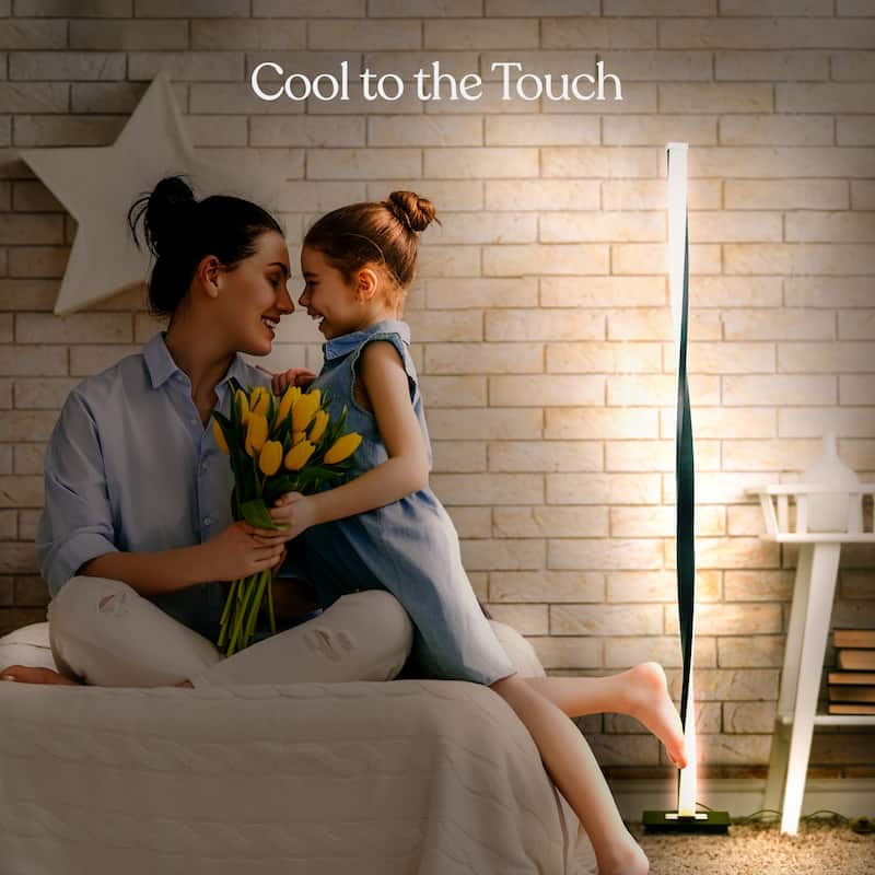 Brightech Helix 48 in. Classic Black Industrial LED Super Bright Floor Lamp with Built-In Color Changing Function