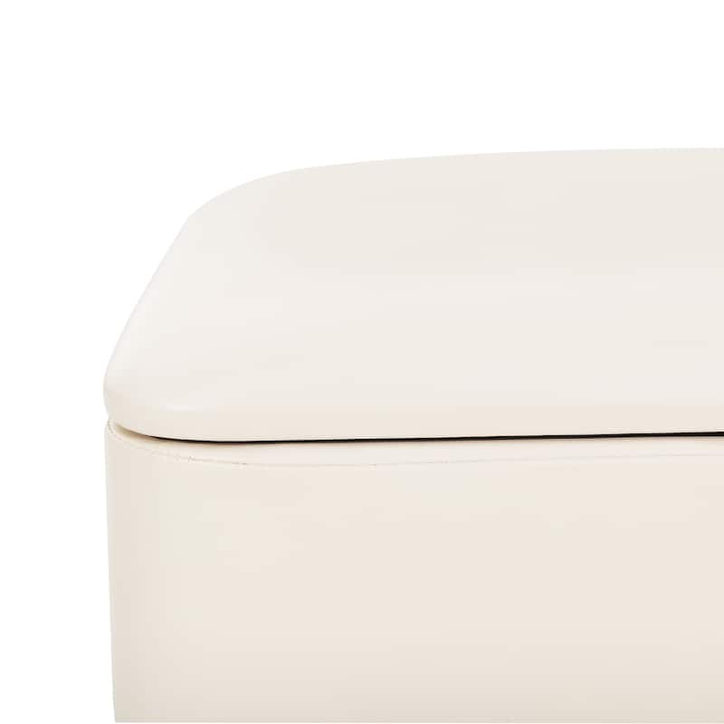 Adeco 16" Faux Leather Storage Ottoman Small Footstool