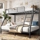 preview thumbnail 1 of 6, Twin Over Full Size Metal Bunk Bed for Adults Teens Black