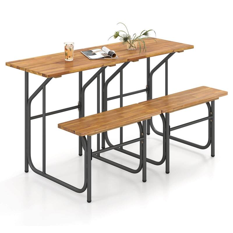 Costway 1/2 PCS Patio Table Bench Set One-Side Picnic Table & Seat - See Details - 2 pcs