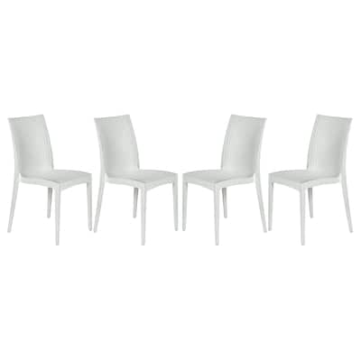 Outdoor Patio Dining Chair Weave Design Stackable Chairs In Polypropylene Plastic (Set of 4)