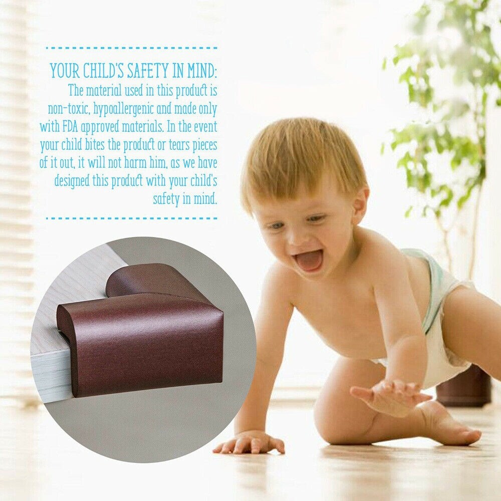 Odoland Agptek 12pc Baby Proofing Corner Guards Edge Protectors Soft Caring Baby Corners Foam Rubber Table Furniture Bumper Chil - M - Brown