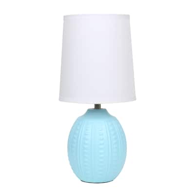 Ceramic Oval Table Lamp with Fabric Shade for Bedroom, Living Room - 6 x 6 x 13 in. (L x W x H)