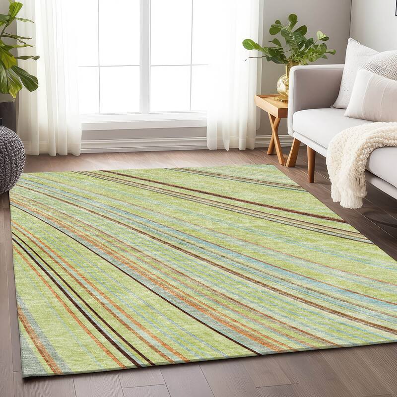 Premium Washable Super Soft Modern Flow Mayfield Rug - Aloe - 2'6" x 3'10"