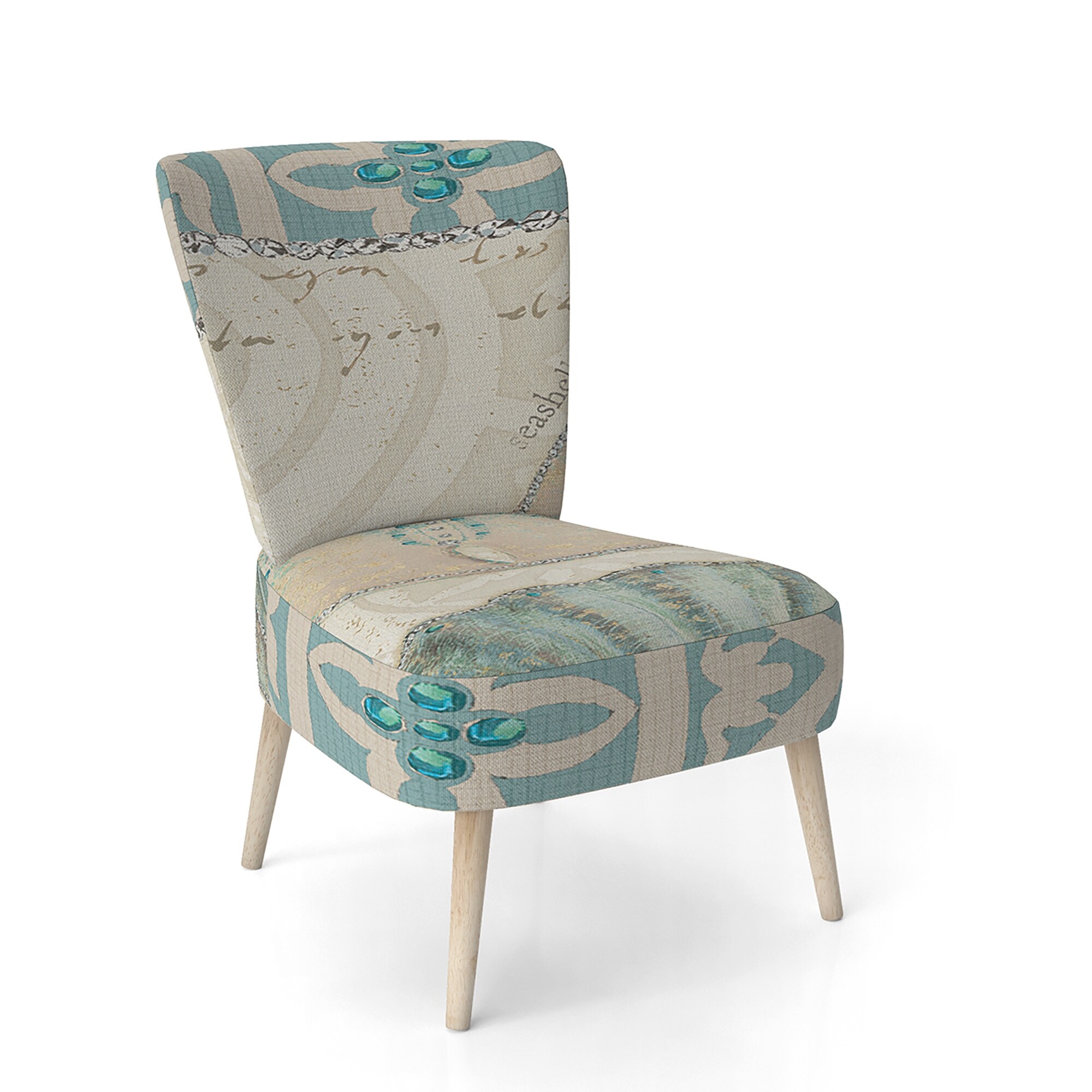 Designart 'Seastar and Blue Sea Shell II' Upholstered Nautical & Coastal Accent Chair -  DESIGN ART, CH31139
