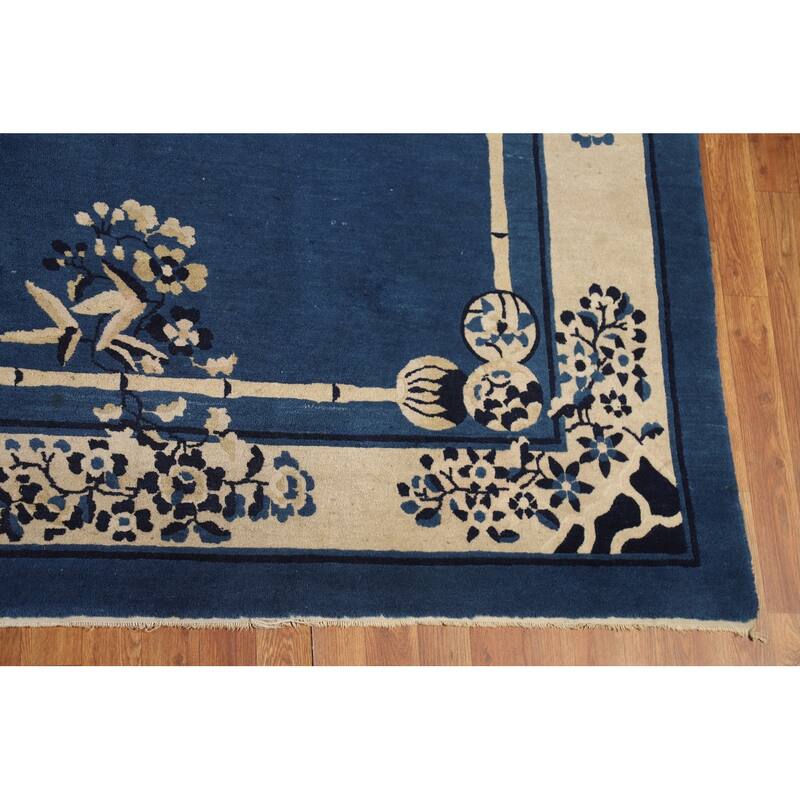 Vegetable Dye Floral Peking Chinese Area Rug Hand-Knotted Wool Carpet - 9'10"x 13'5"