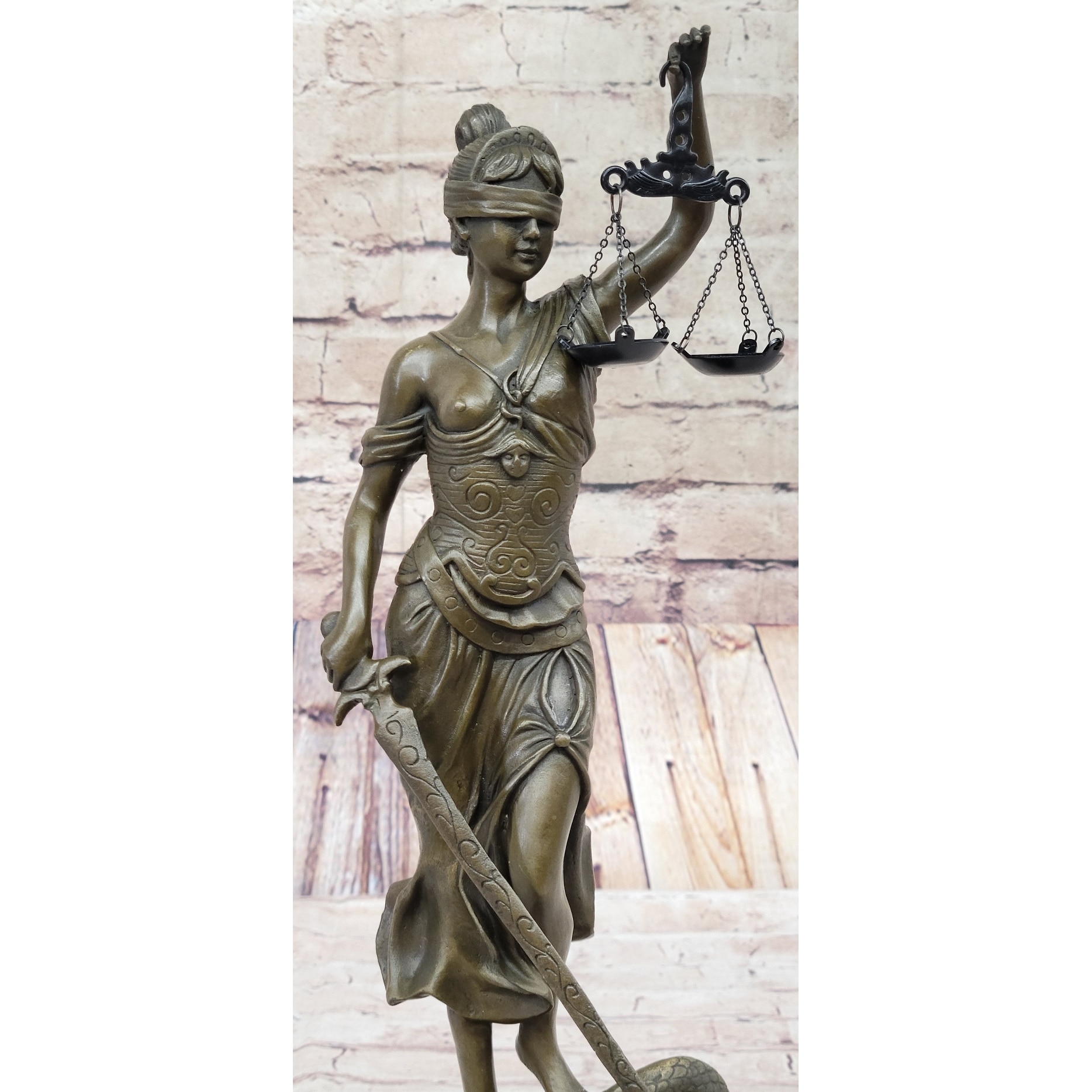 Themis Greek Roman Blind Lady Of Justice Law Goddess Statue – Handmade Cast Marble