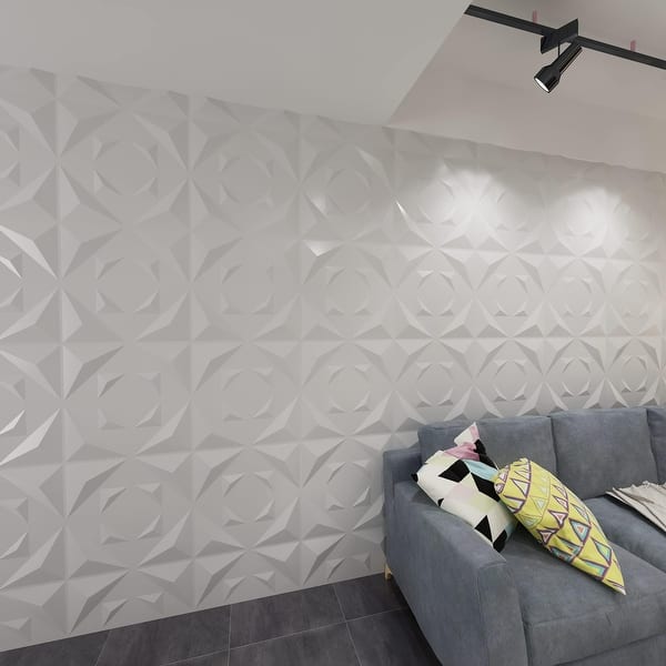 Art3d 3D Wall Panels PVC Fish Design (32 sq.ft) - White A10SK029