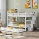 preview thumbnail 2 of 8, White Stairway Full-Over-Full Bunk Bed with Twin Size Trundle