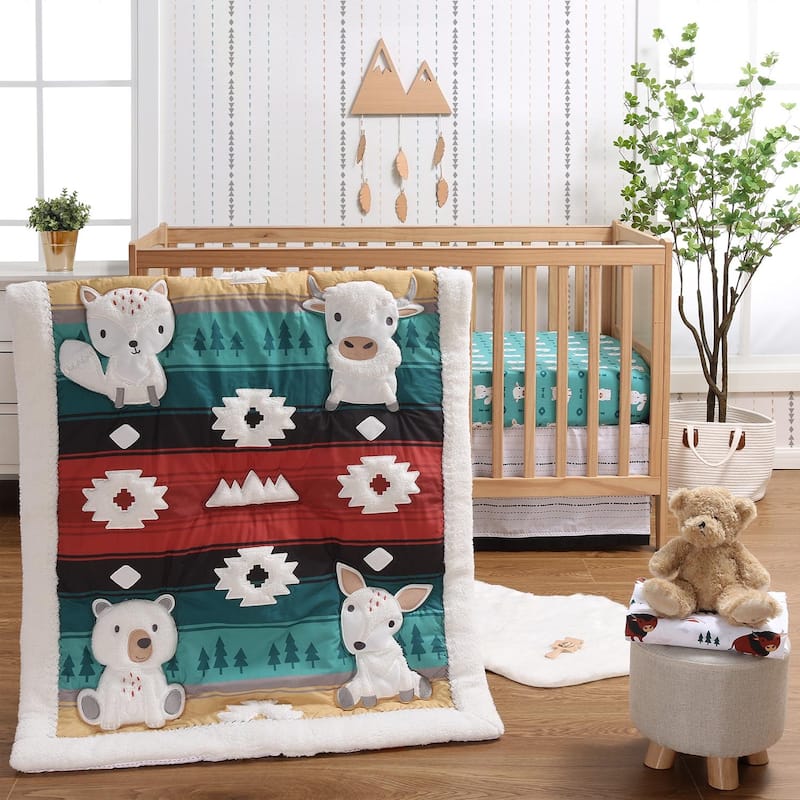 The Peanutshell Organic Cotton Crib Bedding Set for Baby Boys, Western Woods, 4 Pieces