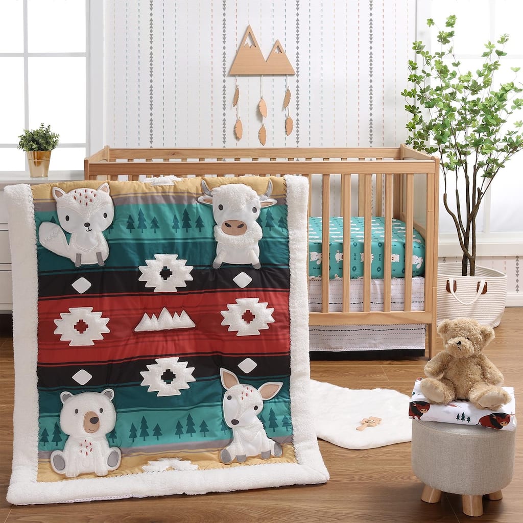 The Peanutshell Organic Cotton Crib Bedding Set for Baby Boys, Western Woods, 4 Pieces