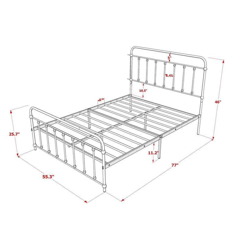 Full Size Bed Frame with Metal Legs - Sturdy Platform Bed - Silver Finish - Easy Assembly