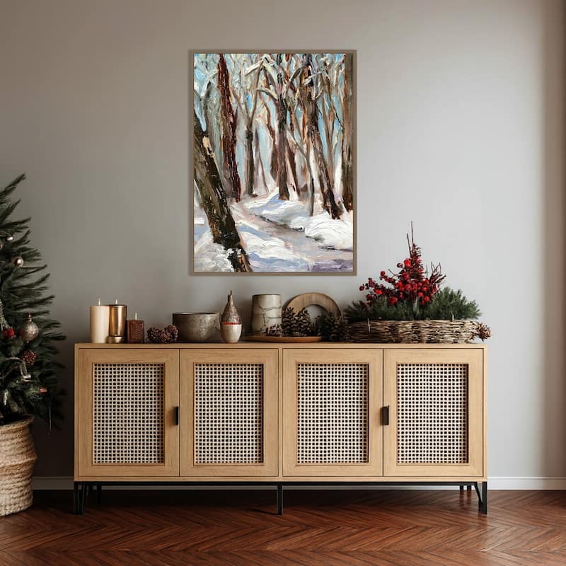 Woods in Winter by Sandra Iafrate Framed Canvas Wall Art Print - Sylvie Dark Gold