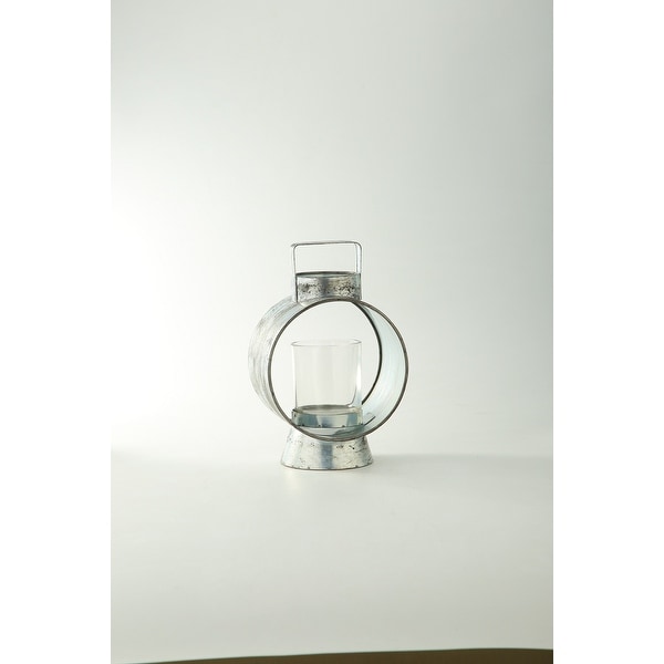10" Clear Distress Finish Glass Candle Holder - N/A