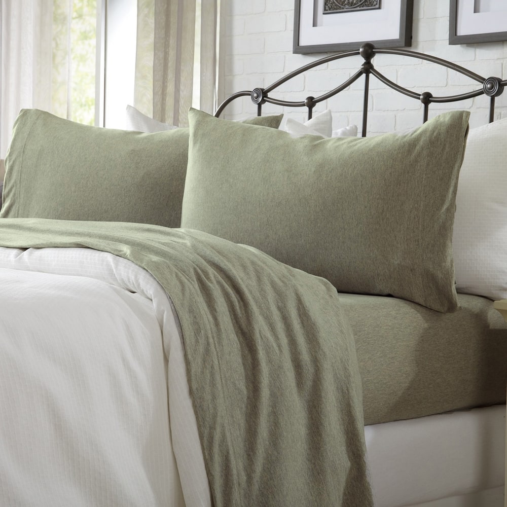 Linery & Co. Heathered Melange Cotton Jersey Knit Sheet Set