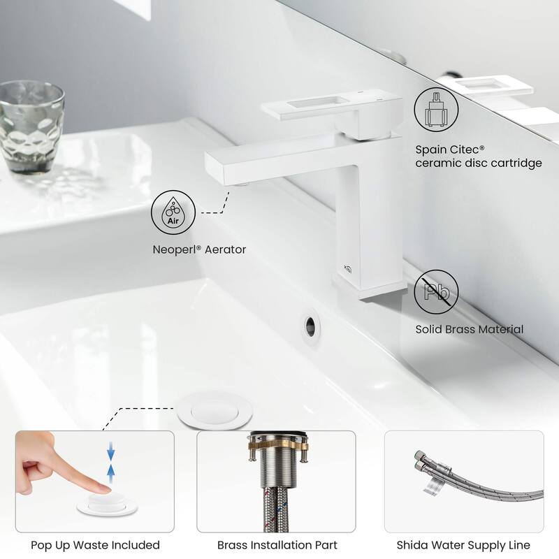 Single-handle Bathroom Vanity Sink Faucet w/ Water Hose