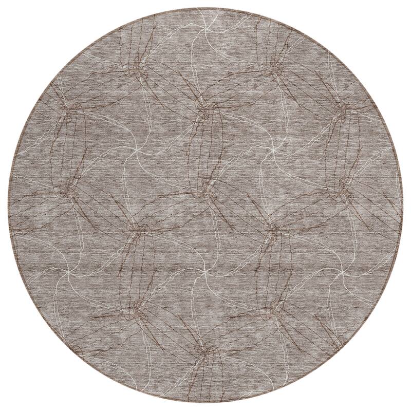 Machine Washable Indoor/ Outdoor Abstract Contemporary Chantille Rug