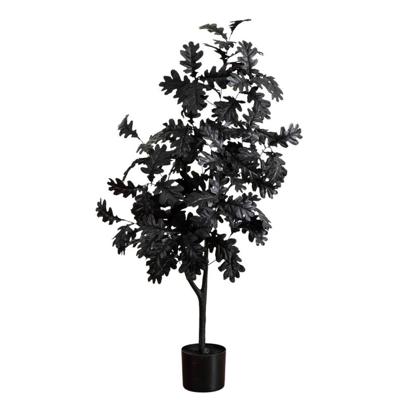 Black Oak Artificial Halloween Tree with Pot - 4'